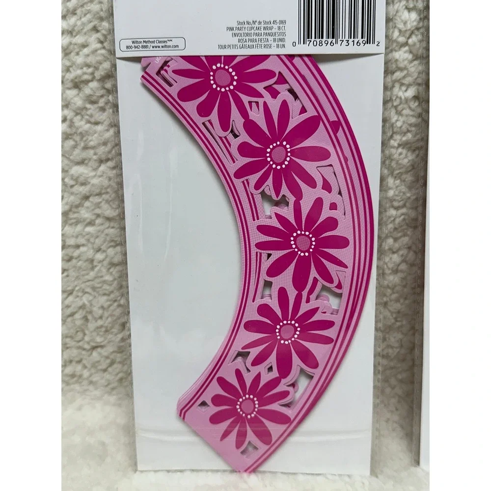Wilton Cupcake Wraps Pink Floral Daisy 2-Pack 36 Count Total 2 Inch Diameter
